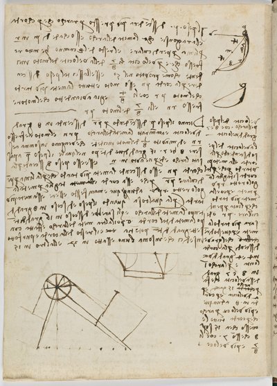 Vogelvluchtcode, c. 1505-06, papieren manuscript, cc. 18, blad 1 verso door Leonardo da Vinci